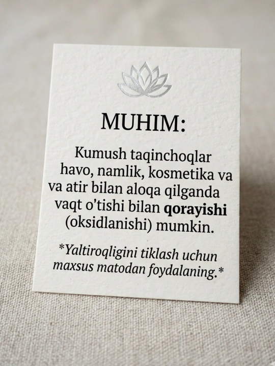 Tuplamlar kumushdan 925 probali qizlar uchun, uzuk va zirak