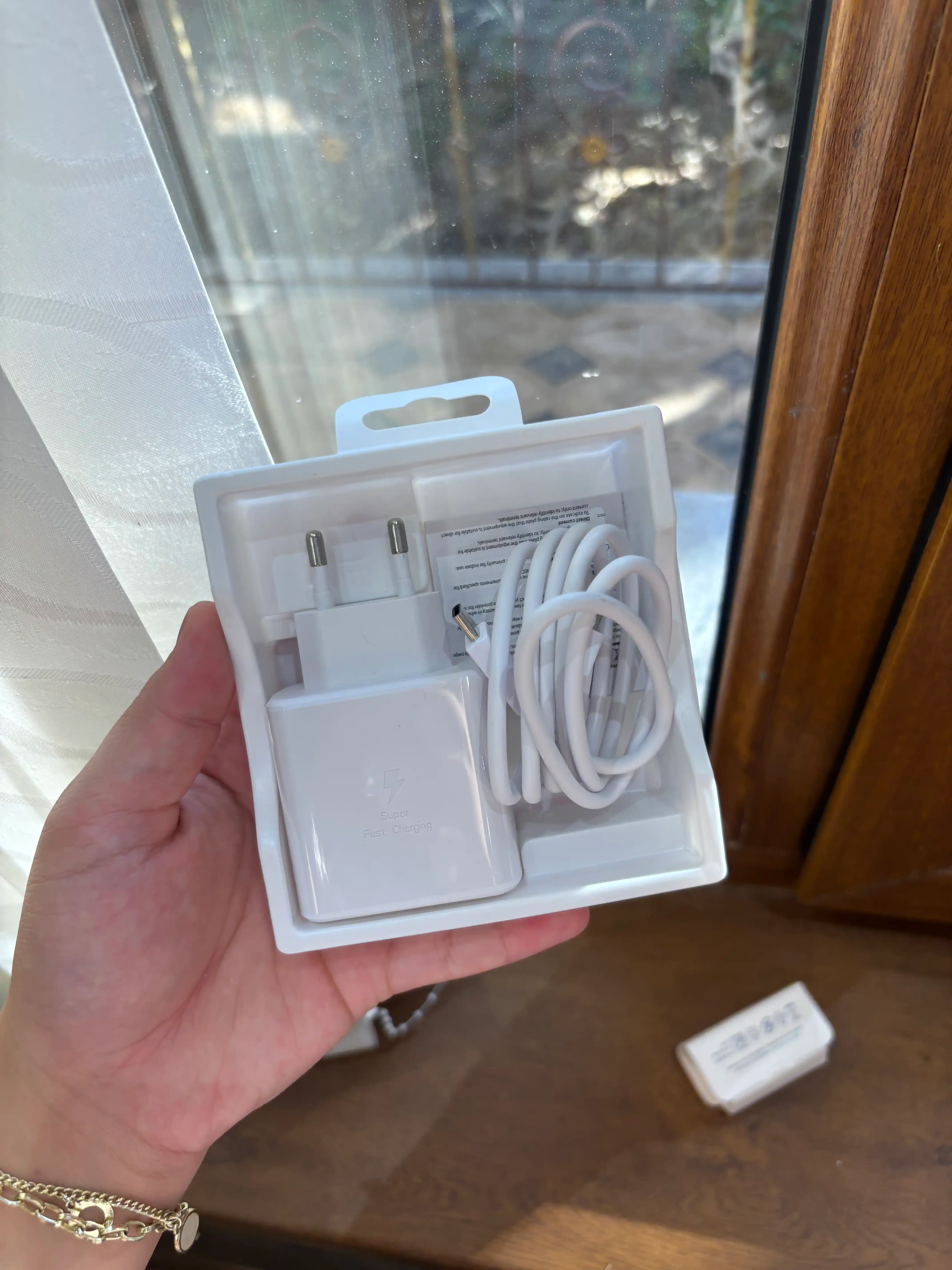 Samsung 45W PD adapter, USB-C tezkor zaryadlovchi, kabel bilan