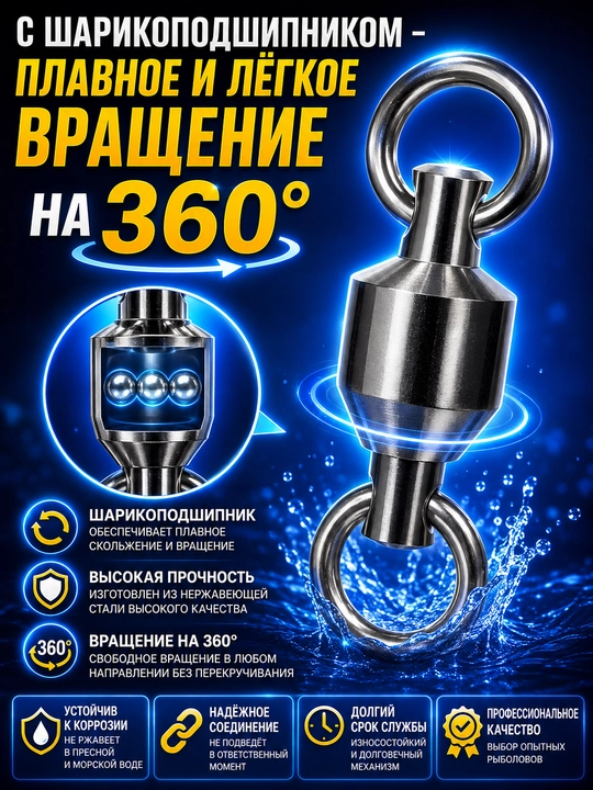 Вертлюги рыболовные c застежкой