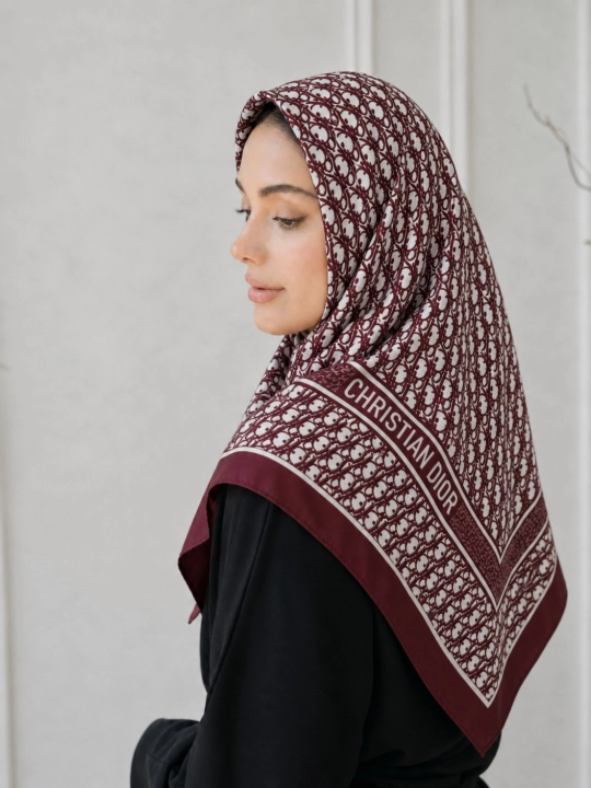 Ayollar ipak ro‘molchasi, hijob, sharf, 90 x 90 sm - 