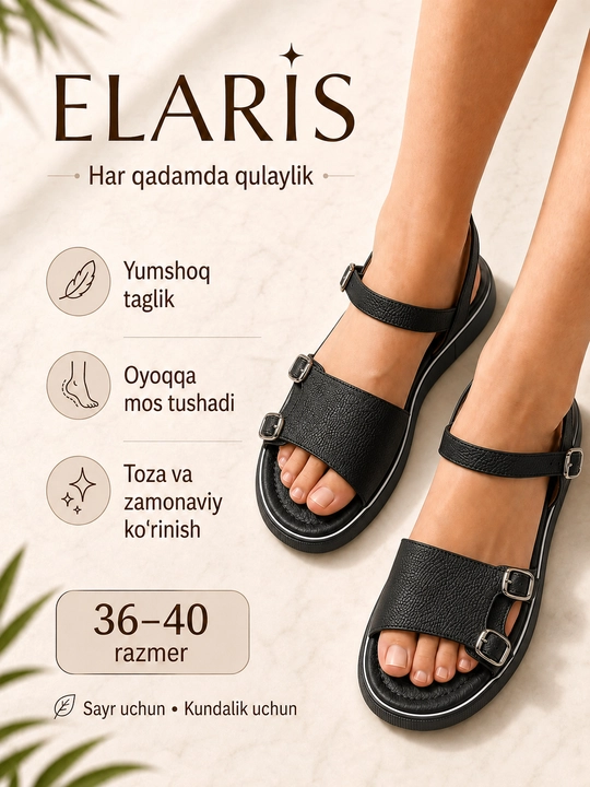 Ayollar va qizlar uchun sandalilar, 36-40 o'lcham, bahor-yoz-kuz, qulay, Temp Store 2025