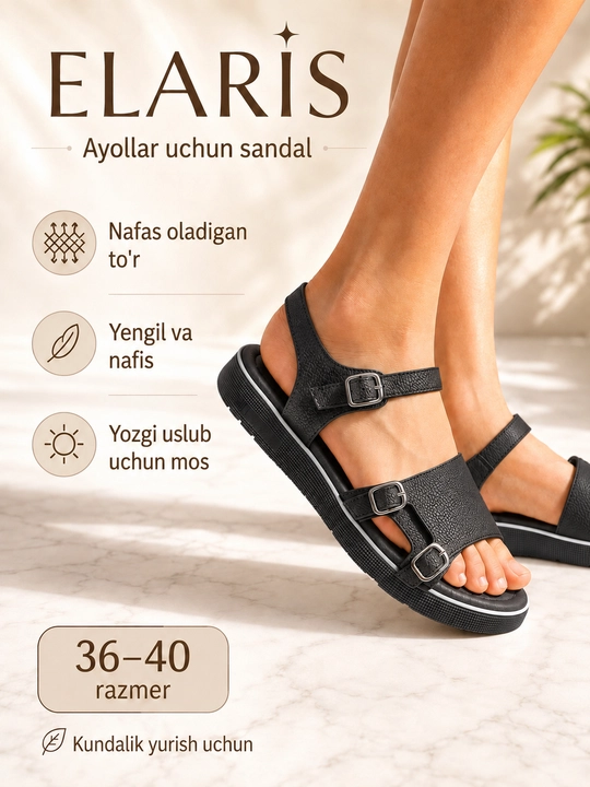 Ayollar va qizlar uchun sandalilar, 36-40 o'lcham, bahor-yoz-kuz, qulay, Temp Store 2025 - 
