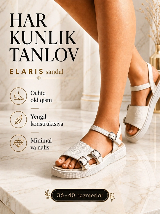 Ayollar va qizlar uchun sandalilar, 36-40 o'lcham, bahor-yoz-kuz, qulay, Temp Store 2025