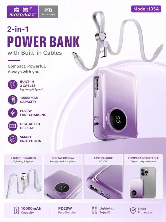Power Bank tashqi akkumulyator, 10000mAh, 20000mAh, 30000mAh tezkor quvvatlash - 