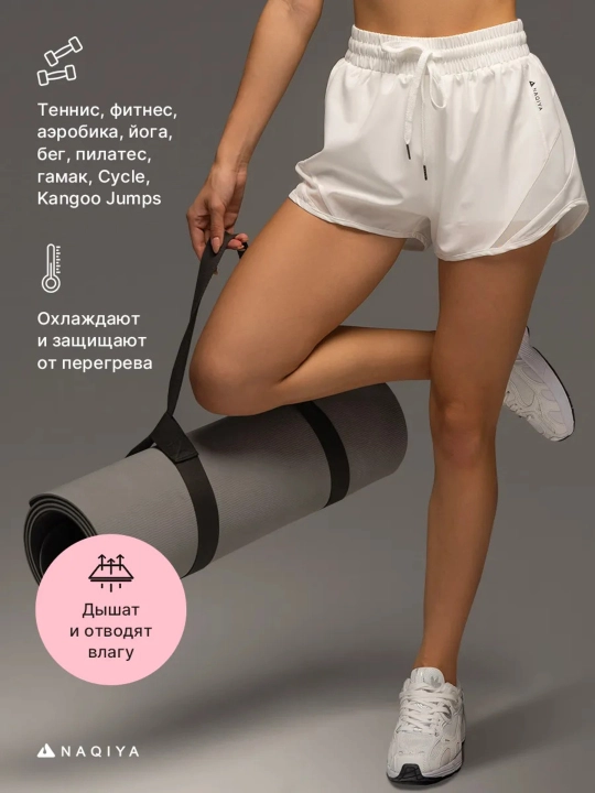 Fitnes, yugurish va mashg‘ulotlar uchun ichki leginsli ayollar 2-si-1-da sport shortilari