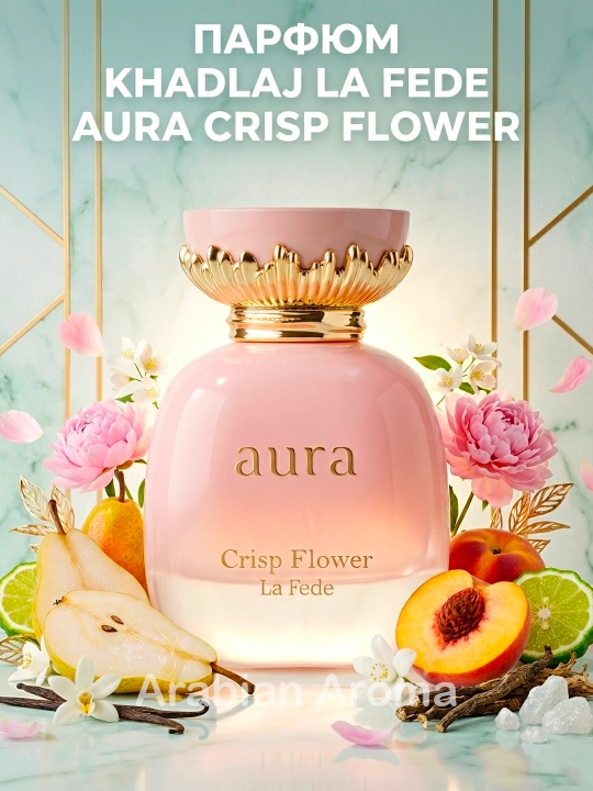 Khadlaj La Fede Aura Crisp Flower духи женские, 100мл ОАЭ Аналог Narciso Rodriguez Poudree - 