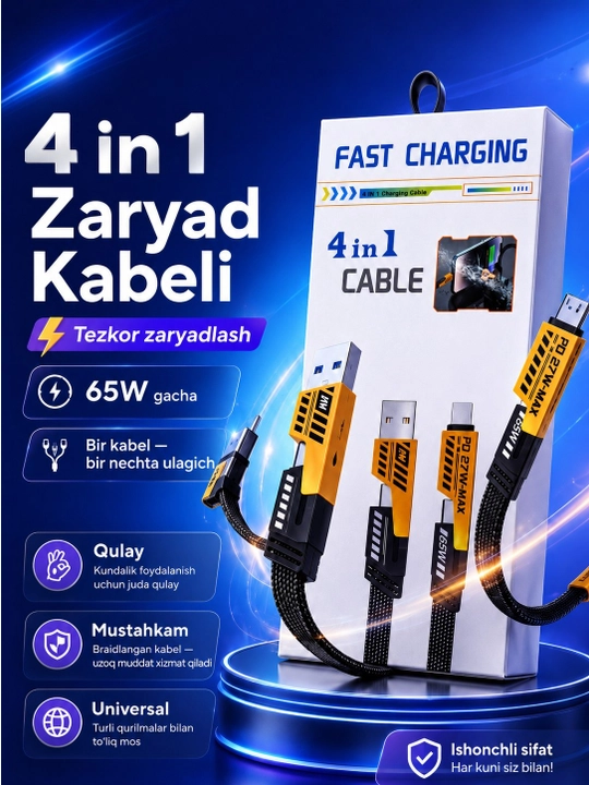 Transformer USB kabel, 4 tasi 1 da, Turbo, Type-C/Lightining - USB-A/Type C