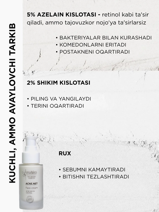 MI&KO Крем против акне для лица ACNE.NET, 30 мл MIKO