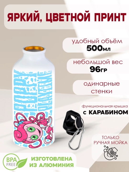 Xaggi Vaggi, Siba, Kuromi, Kissi Missi, Uensday suvi uchun metall shisha, 500 ml