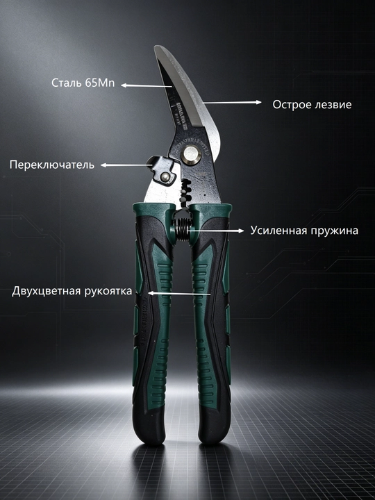 Metall uchun qaychi 250 mm, xrom-vanadiy po‘lat, metall va sim kesish uchun