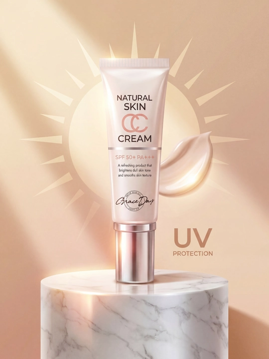 Grace Day 2 ta 1 da teri rangiga moslashuvchi Natural Skin CC Cream va SPF 50+ PA++++ krem