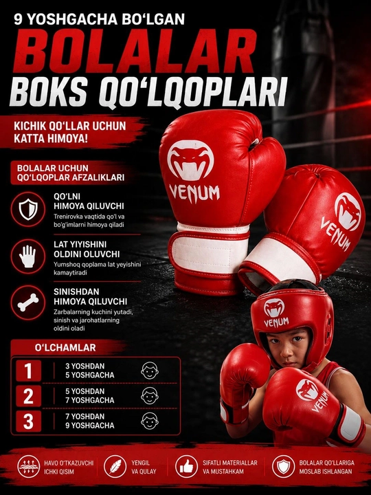 9 yoshgacha bo‘lgan bolalar uchun boks qo‘lqoplari - 
