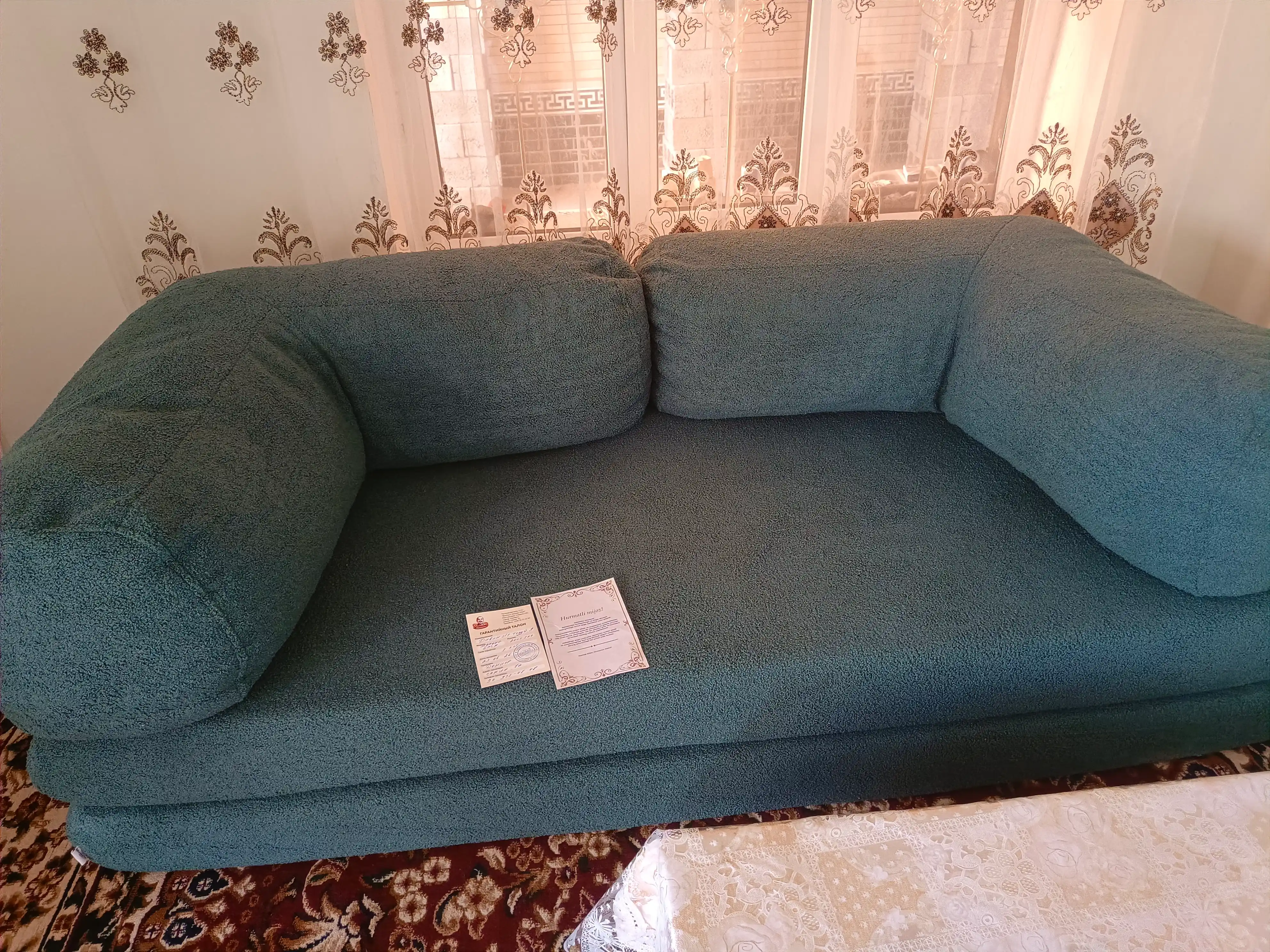 Teddy karkassiz divan-krovat, 3 tasi 1 da divan-transformer, yigʻiladigan divan