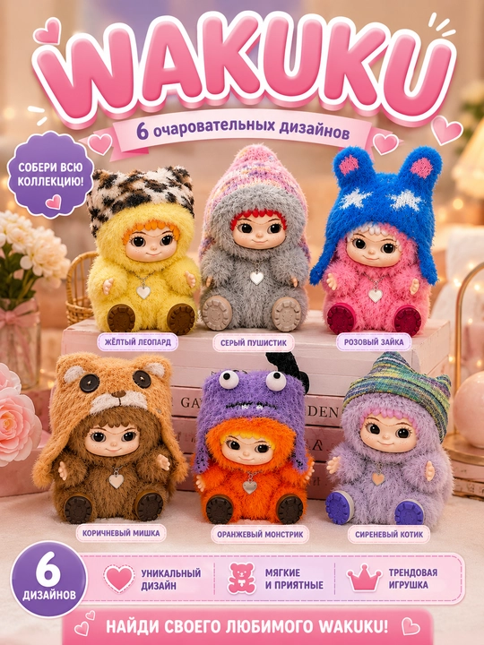 Мягкая игрушка брелок Labubu Wakuku Zootopia blind box сюрприз 15–17 см - 