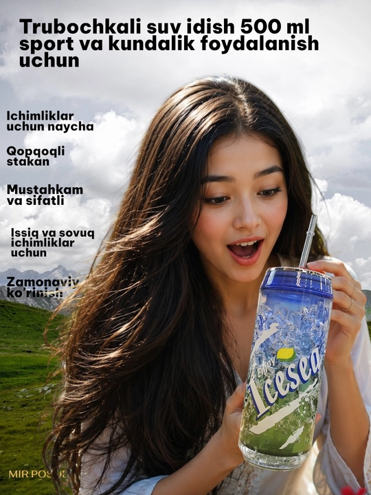 Zamonaviy dizayndagi suv idishi 500 ml – issiq va sovuq ichimliklar uchun