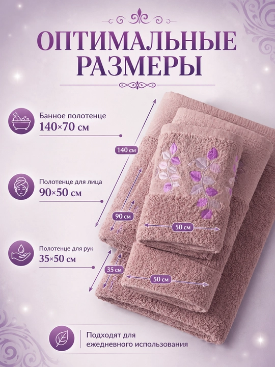 Набор банных, лицевых и ручных полотенец из 100% хлопка