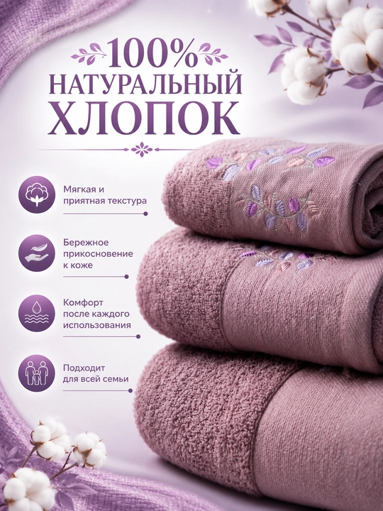 Набор банных, лицевых и ручных полотенец из 100% хлопка