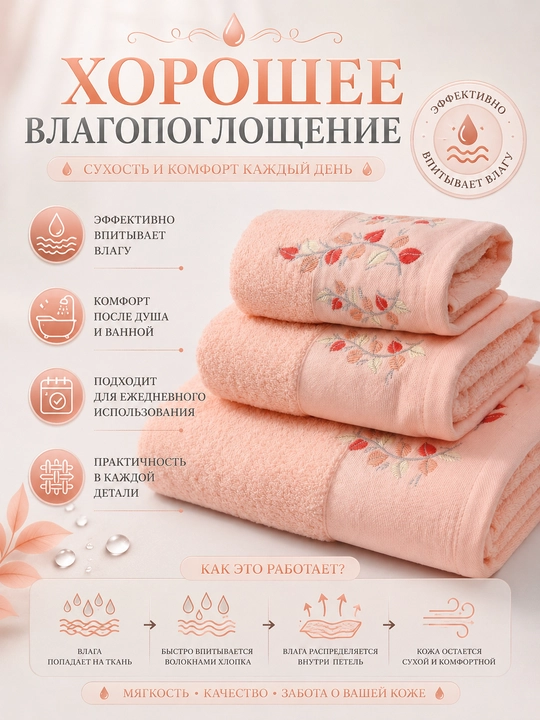 Набор банных, лицевых и ручных полотенец из 100% хлопка