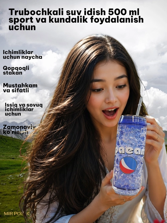 Zamonaviy dizayndagi suv idishi 500 ml – issiq va sovuq ichimliklar uchun - 