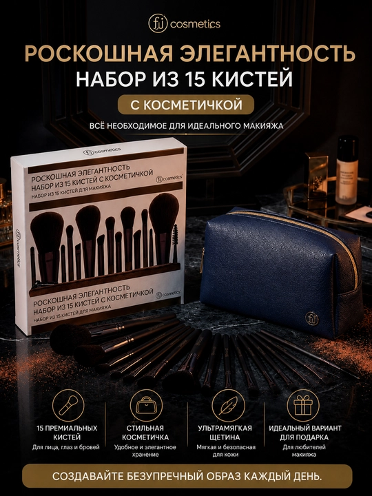 Набор из 15 кистей для макияжа