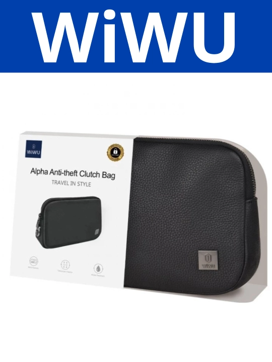 WiWU Alpha Anti-theft Clutch Bag-yuqori sifatli ecocharmdan tayyorlangan barsetka clutch