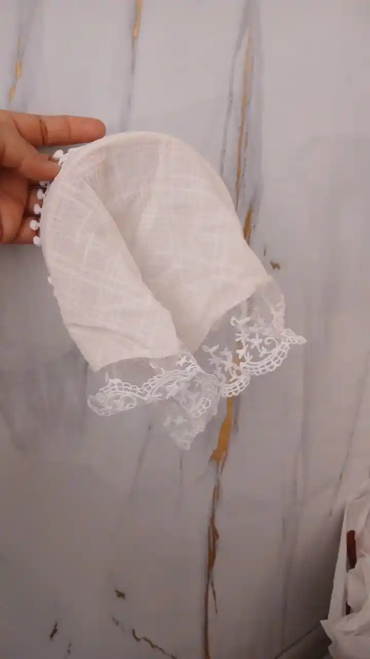 Ayollar uchun oq dantelli bandana, vintage uslubdagi bosh ro‘mol