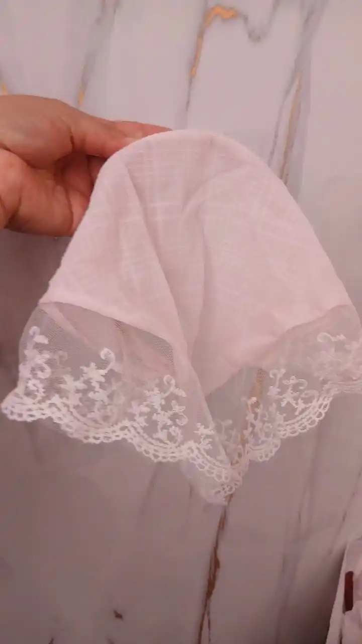 Ayollar uchun oq dantelli bandana, vintage uslubdagi bosh ro‘mol