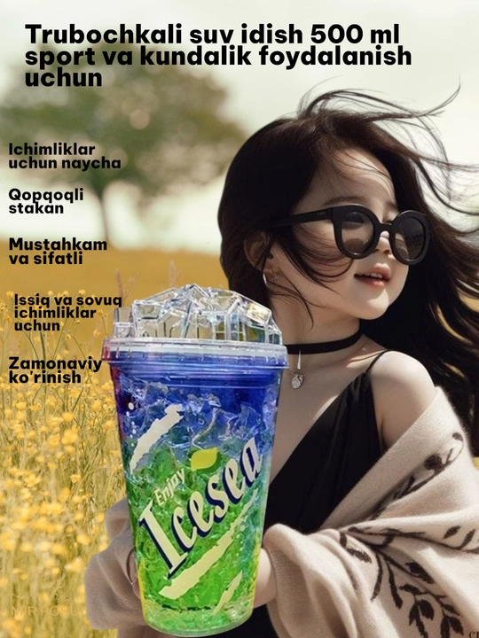 Trubochkali suv idishi 500 ml – sport va kundalik foydalanish uchun - 