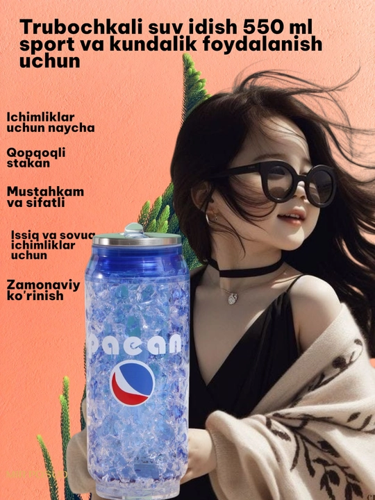 Trubochkali suv idishi 500 ml – sport va kundalik foydalanish uchun - 
