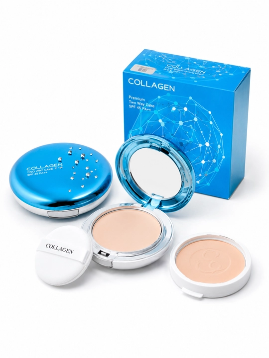Collagen Two Way Cake SPF45 PA++ ixcham kukuni, zaxira blok va gubka bilan - 