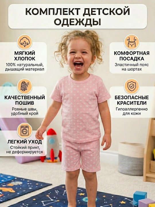 Комплект футболка с шортами для девочек Carter's, летний комплект для девочек - 
