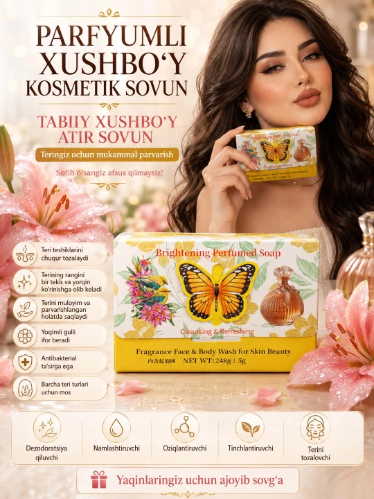 Parfyumli atir Sovun. Tabiiy va xushbo‘y kosmetik sovunlar to'plami, 250 gr