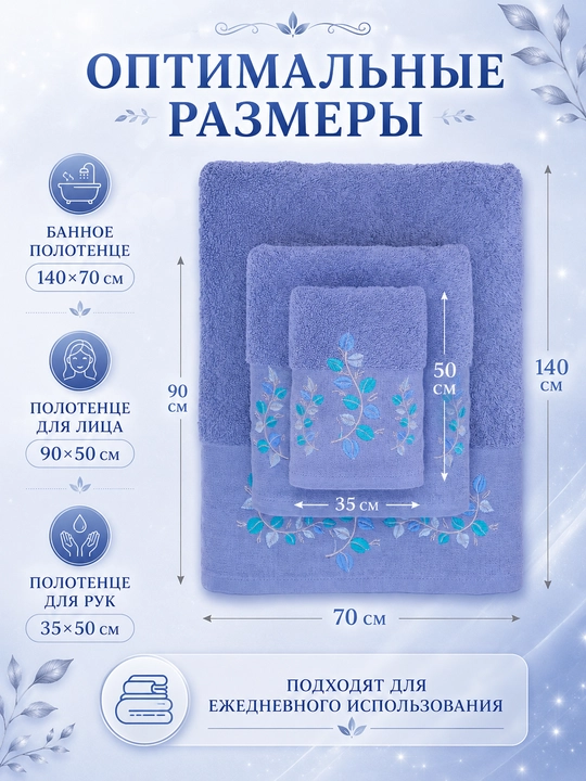 Набор банных, лицевых и ручных полотенец из 100% хлопка