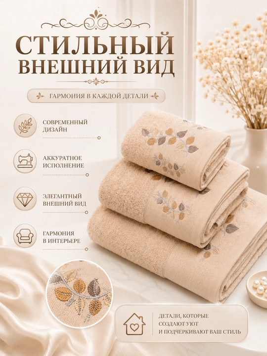 Набор банных, лицевых и ручных полотенец из 100% хлопка