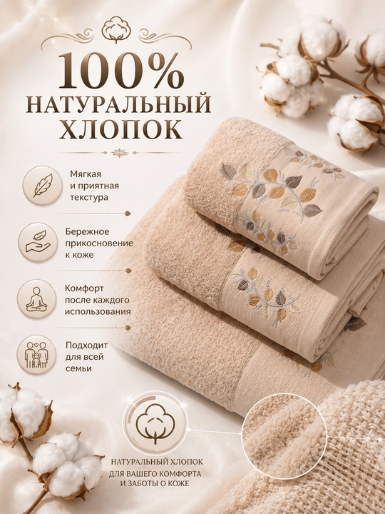 Набор банных, лицевых и ручных полотенец из 100% хлопка