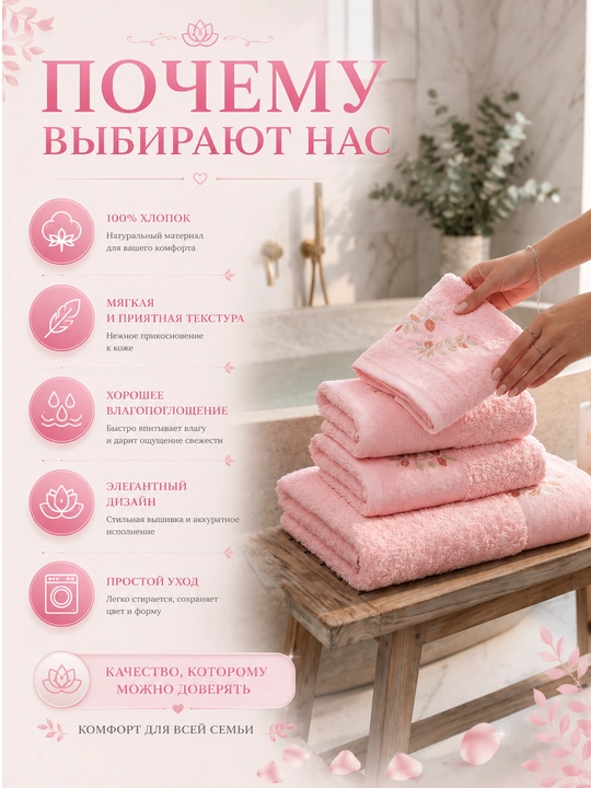Набор банных, лицевых и ручных полотенец из 100% хлопка