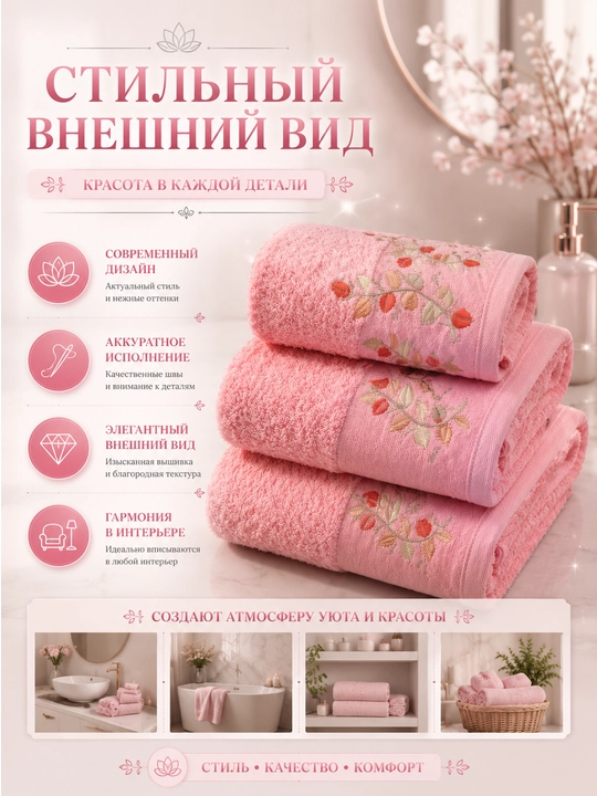 Набор банных, лицевых и ручных полотенец из 100% хлопка