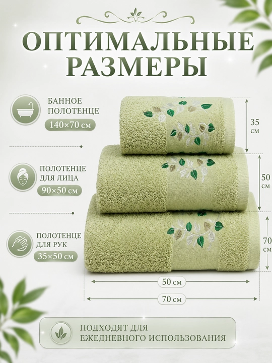 Набор банных, лицевых и ручных полотенец из 100% хлопка