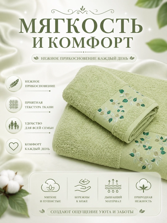 Набор банных, лицевых и ручных полотенец из 100% хлопка