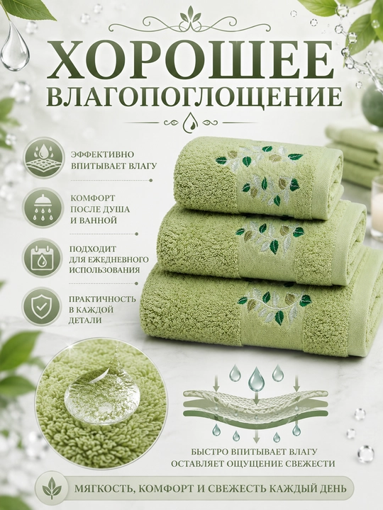 Набор банных, лицевых и ручных полотенец из 100% хлопка