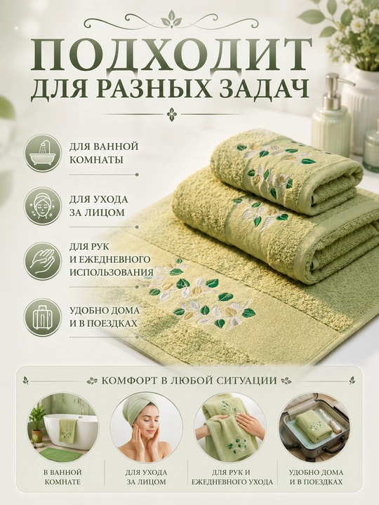 Набор банных, лицевых и ручных полотенец из 100% хлопка