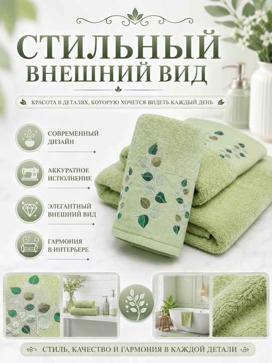 Набор банных, лицевых и ручных полотенец из 100% хлопка