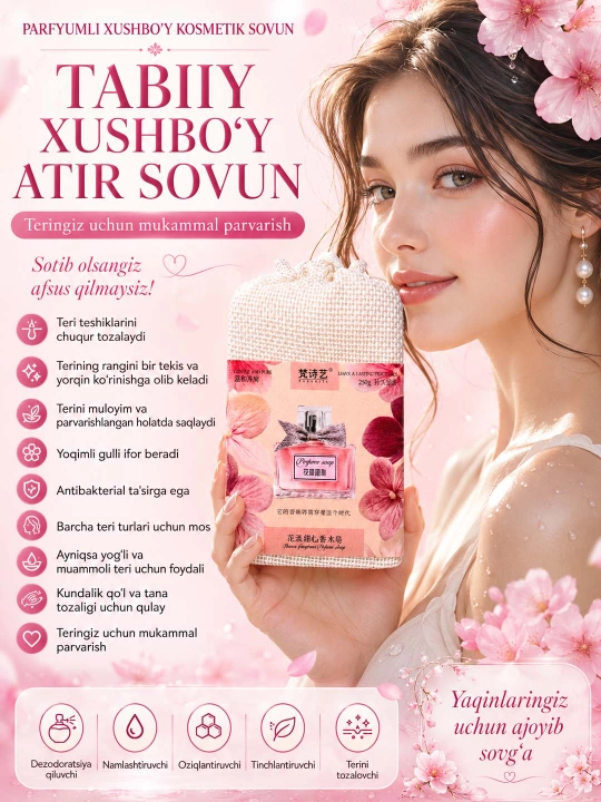 Parfyumli atir Sovun. Tabiiy va xushbo‘y kosmetik 21 xil sovunlar to'plami, 250 gr