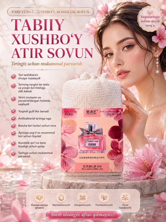Parfyumli atir Sovun. Tabiiy va xushbo‘y kosmetik 21 xil sovunlar to'plami, 250 gr