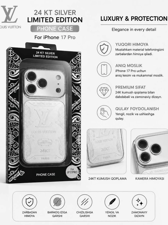 IPhone modellari uchun premium sifatli charm chehol, Limited Edition