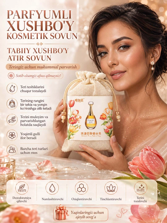 Parfyumli atir Sovun. Tabiiy va xushbo‘y kosmetik 21 xil sovunlar to'plami, 250 gr
