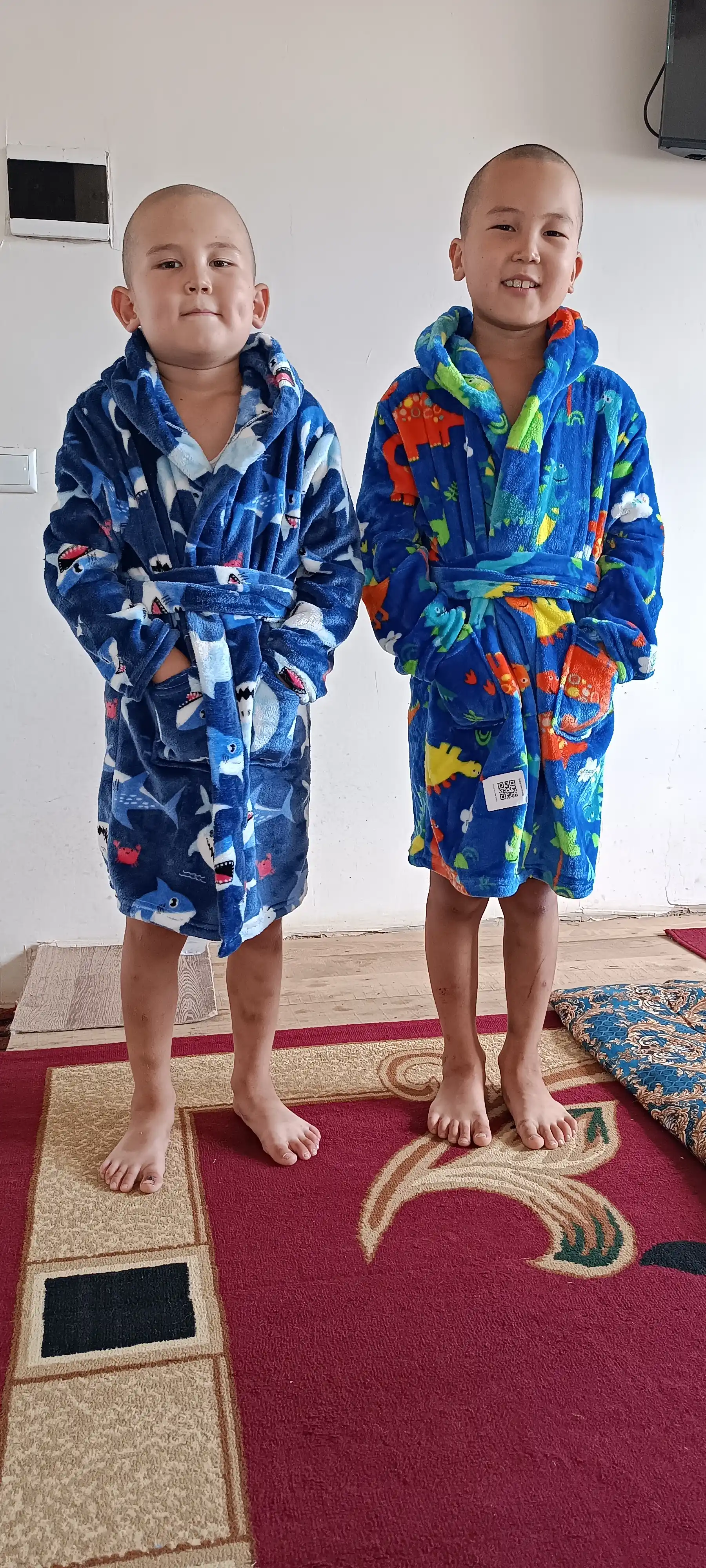 Детсткий банный халат, 5-10 лет, мягкая микрофибра, с капюшоном, быстросохнуший, 5 цветов