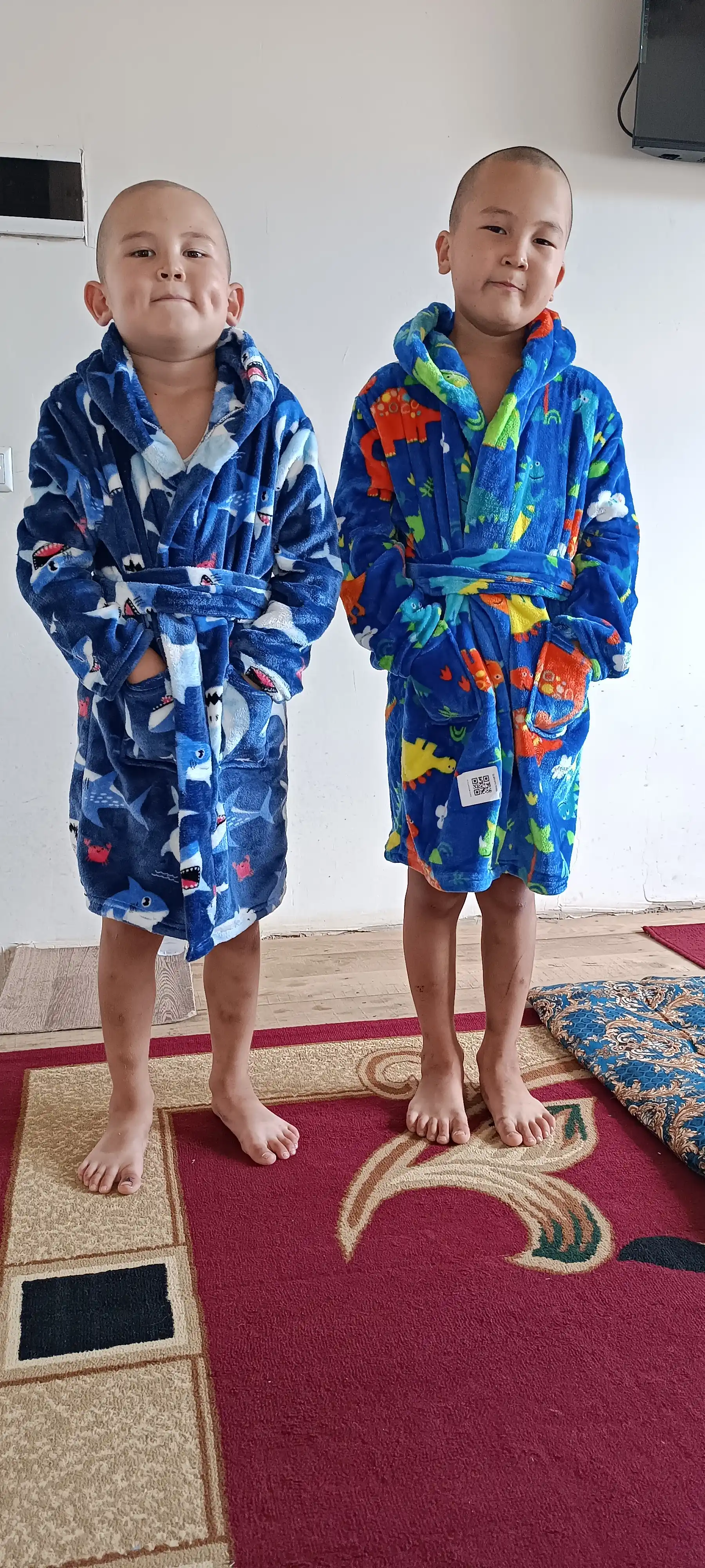 Детсткий банный халат, 5-10 лет, мягкая микрофибра, с капюшоном, быстросохнуший, 5 цветов