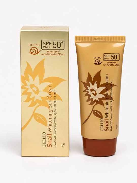 Quyoshdan saqlovchi krem Cellio Snail Whitening Sun Cream, SPF 50+ - 