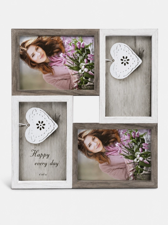 Yog'och kollaj foto ramka – 4 ta 10×15 sm surat uchun - 
